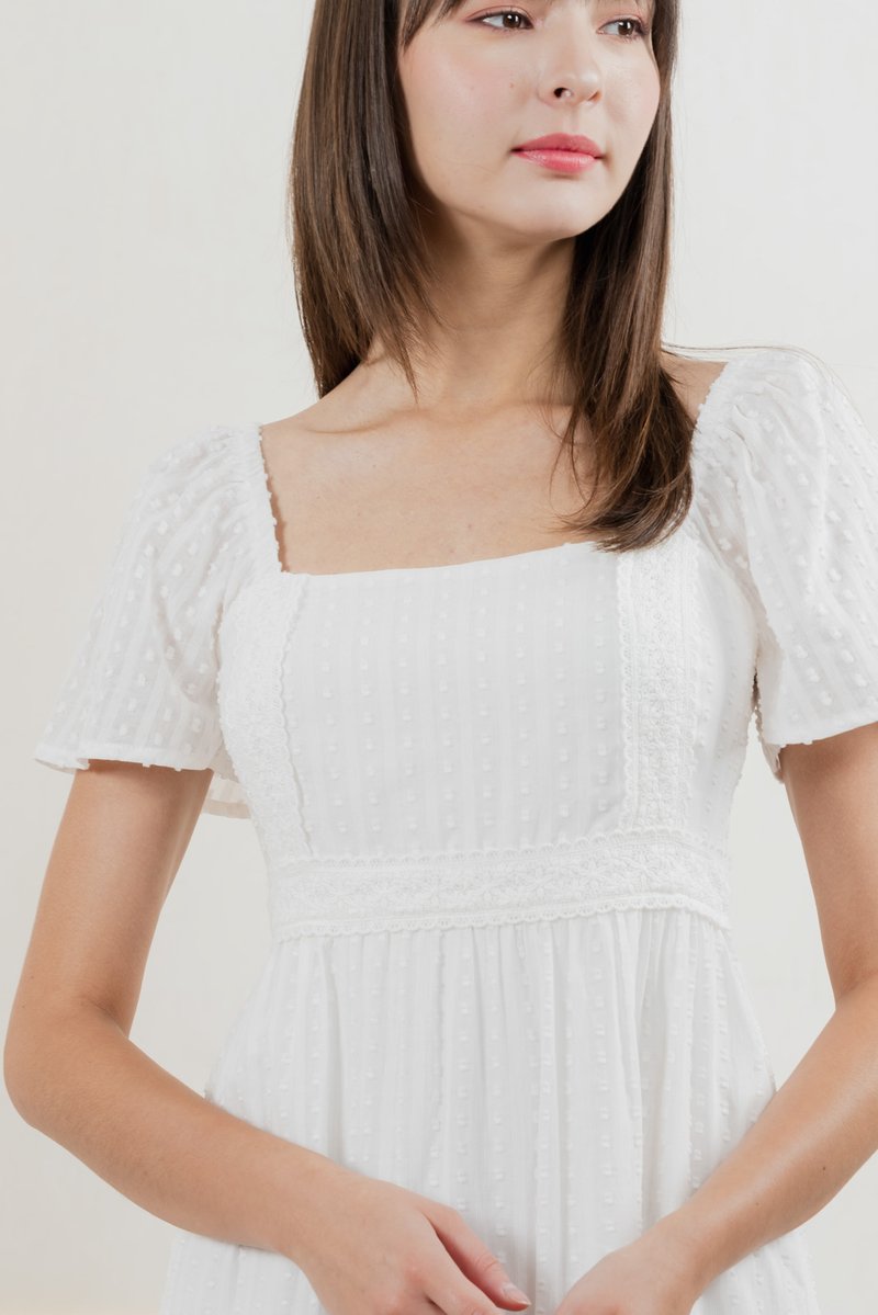 Saskia Crochet Midi Dress In White (XL)