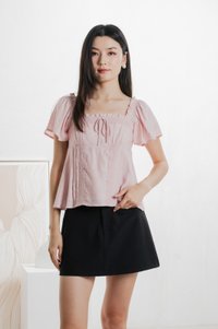 Lidith Textured Ribbon Lace Top In Pink