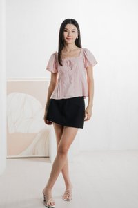 Lidith Textured Ribbon Lace Top In Pink