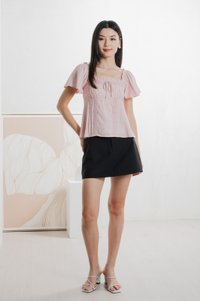 Lidith Textured Ribbon Lace Top In Pink