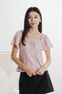 Lidith Textured Ribbon Lace Top In Pink