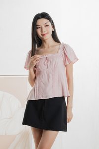 Lidith Textured Ribbon Lace Top In Pink