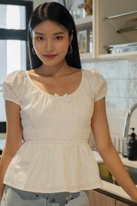 Sunny Smocked Bow Top In White