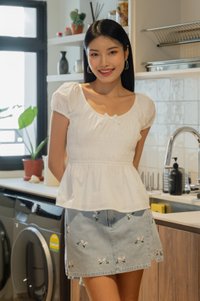 Sunny Smocked Bow Top In White