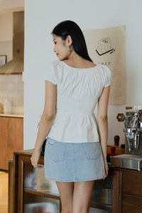 Sunny Smocked Bow Top In White