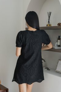 Exlee Eyelet Tie Ribbon Dress In Black