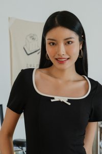 Kenzie Cotton Coquette Midi Dress In Black