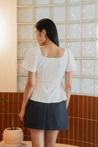 Ocean Cotton Ruched Top In White