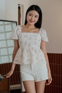 Grace Floral Eyelet Ribbon Top (S)