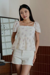 Grace Floral Eyelet Ribbon Top (S)