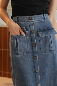 Lynn Denim Button Midi Skirt