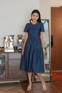 Ruthie Pintuck Denim Midi Dress(XS)