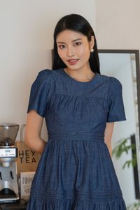Ruthie Pintuck Denim Midi Dress(XS)