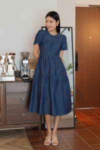 Ruthie Pintuck Denim Midi Dress(XS)