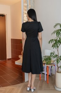Mal Pintuck Overlap Midi Dress In Black (XS)