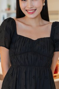Ashby Eyelet Ruched Dress In Black