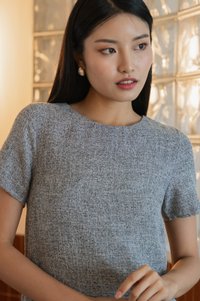 Odin Textured Shift Dress In Grey