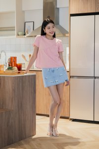 Eden Embroidered Crochet Top In Pink