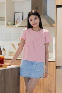 Eden Embroidered Crochet Top In Pink