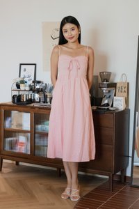Ezi Eyelet Camisole Midi Dress In Pink