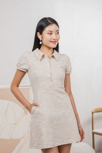 Jackie Tweed Button Shirt Dress In Cream