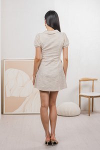 Jackie Tweed Button Shirt Dress In Cream