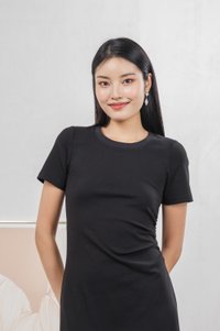 Osborn Side Ruched Midi Dress In Black