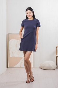 Glory Ribbed Knit Dress In Navy