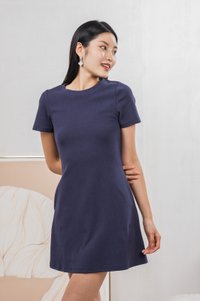 Glory Ribbed Knit Dress In Navy