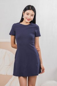 Glory Ribbed Knit Dress In Navy