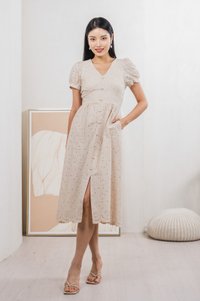 Hansel Eyelet Empire Midi Dress In Cream