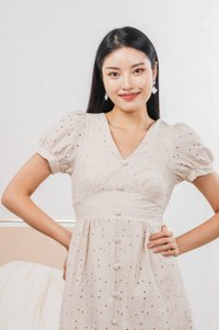 Hansel Eyelet Empire Midi Dress In Cream
