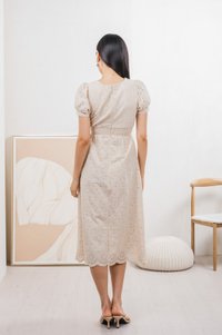 Hansel Eyelet Empire Midi Dress In Cream