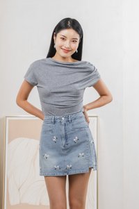 Odette Draped Top In Grey