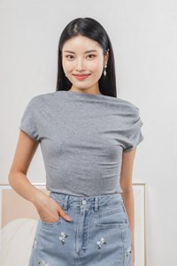 Odette Draped Top In Grey
