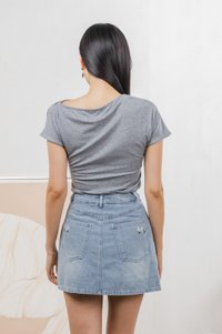 Odette Draped Top In Grey