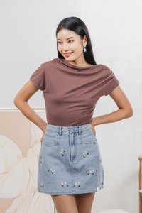 Colette Wild Roses Denim Skort In Light Wash (XS)