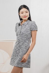 Jackie Tweed Button Shirt Dress In Black