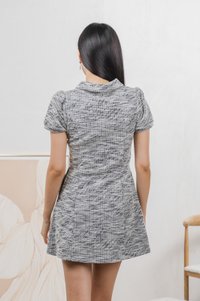 Jackie Tweed Button Shirt Dress In Black