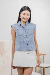 Daisie Denim Cap Sleeves Shirt