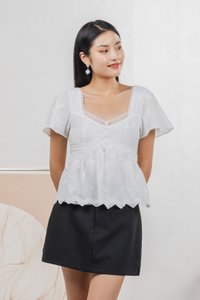 Lilia Embroidery Lace Top In White