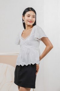 Lilia Embroidery Lace Top In White