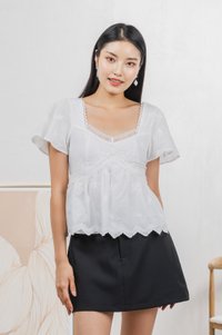 Lilia Embroidery Lace Top In White