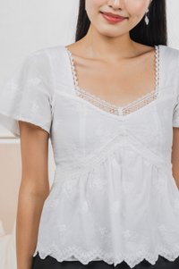 Lilia Embroidery Lace Top In White