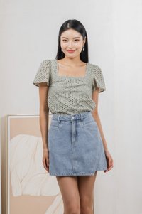Skye Denim Overlap Skort In Light Wash