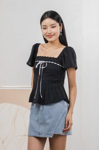 Julia Ribbonette Lace Top In Black