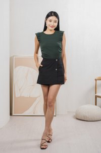 Aura Button Overlap Skort In Black