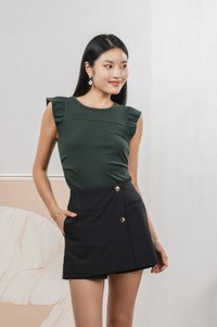 Aura Button Overlap Skort In Black
