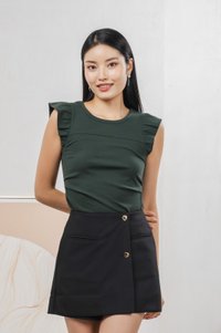 Aura Button Overlap Skort In Black