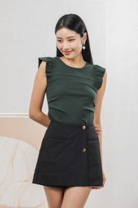 Aura Button Overlap Skort In Black